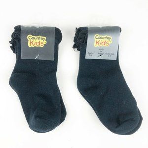 COUNTRY KIDS Lot of 2 Girls 12-24M Black Socks